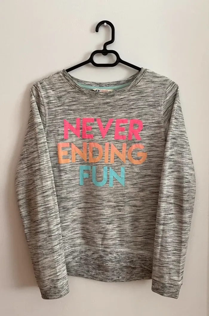 Sweat gris chiné avec impression - H&M