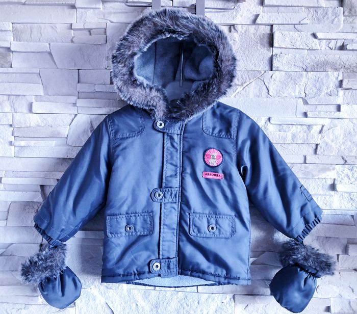 ABSORBA - NEW - MANTEAU A CAPUCHE & MOUFLES PROTECTION IDÉALE FROID & PLUIE 12M