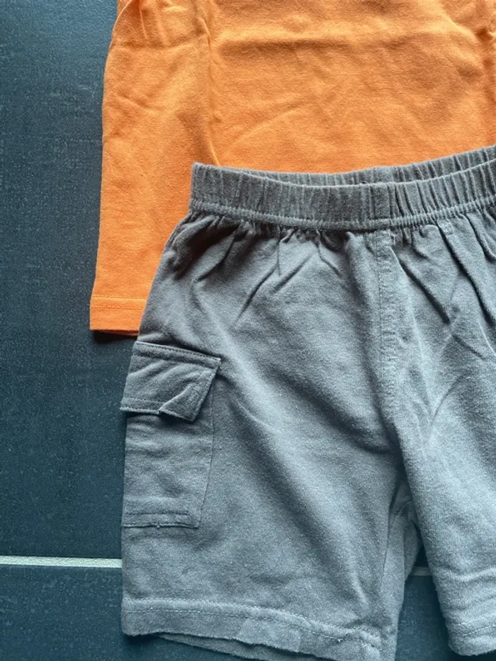 Ensemble t shirt short marron et orange - photo numéro 4