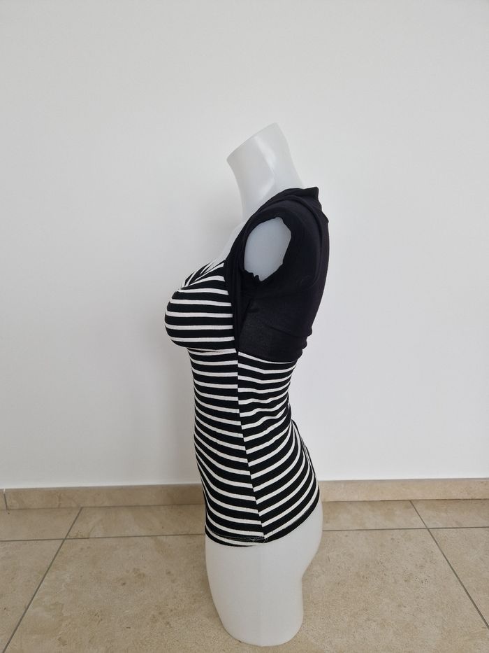 Haut rayé avec faux gilet noir Made in Italy - photo numéro 4