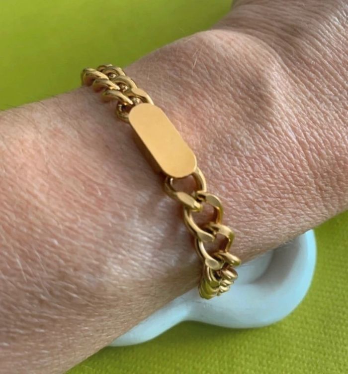 Bracelet Mixte Style Gourmette Doré Vintage et Tendance - photo numéro 4