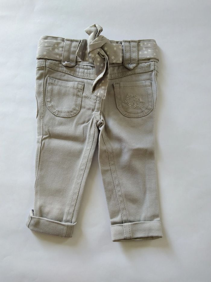 jean gris taille ajustable tao fille 3 mois