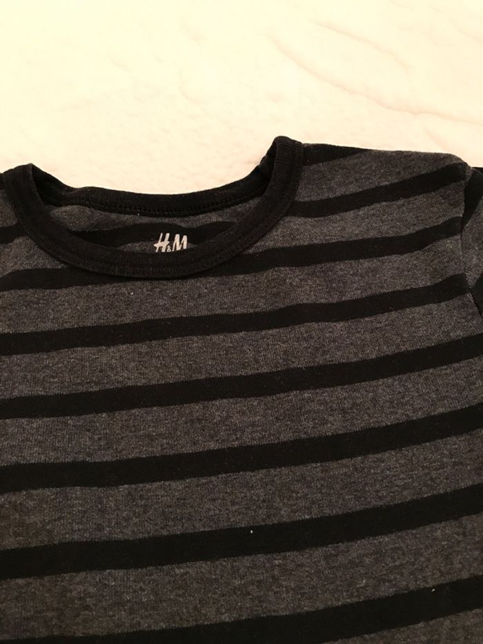 T-shirt à rayures gris et noir manches longues - photo numéro 2