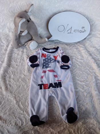Pyjama grenouillère velours Garçon 0/1 mois NY Team Football américain Devil child