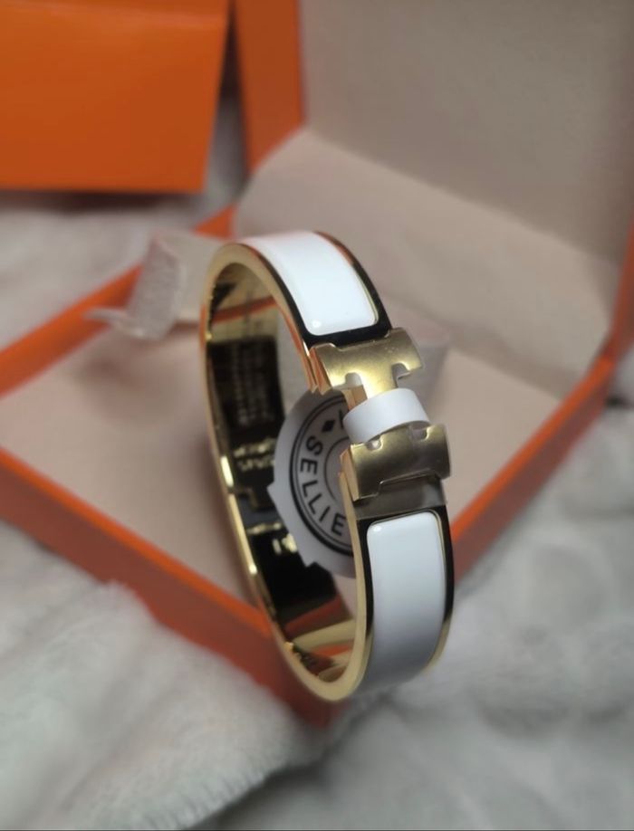 Bracelet Hermès « Clic H » Blanc • Taille 17