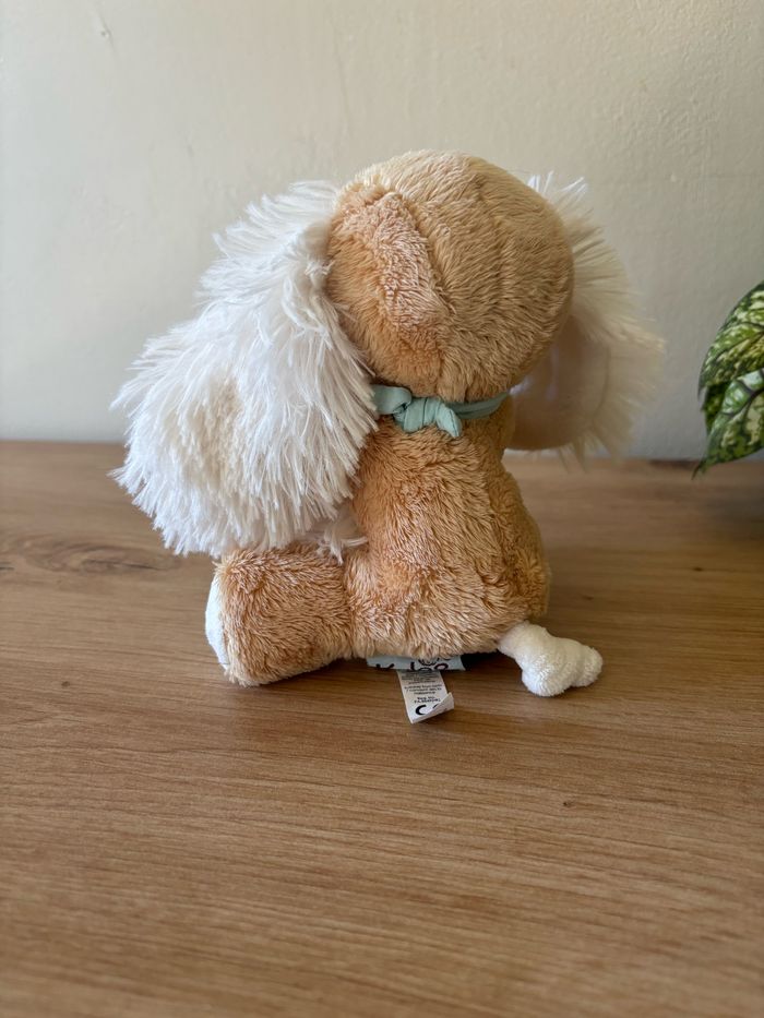 Doudou peluche chien beige blanc bandana kaloo - photo numéro 3