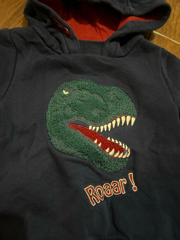 Pull à capuche en coton marine dinosaure sergent major 3 ans - photo numéro 2