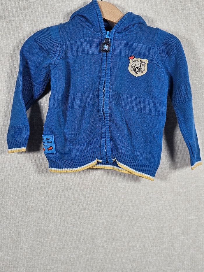 Gilet à capuche zippé sergent major 12 mois 74 cm - photo numéro 1