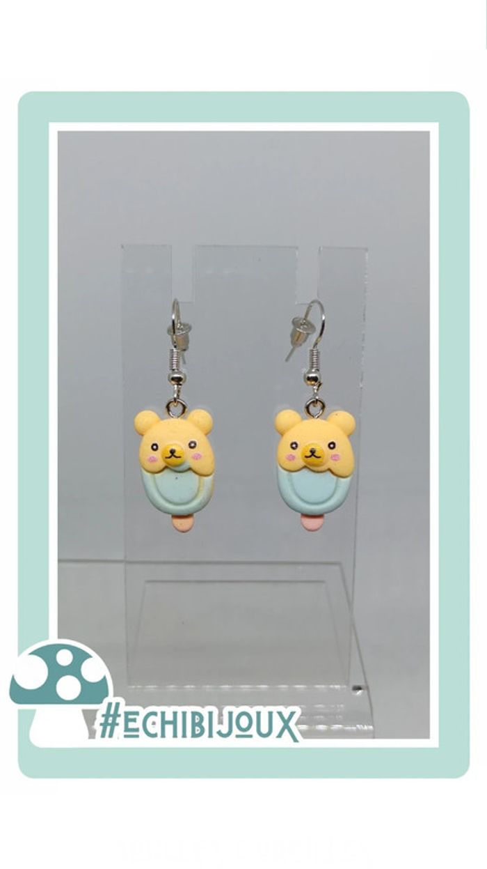 🍄 boucles d'oreilles glace kawaii