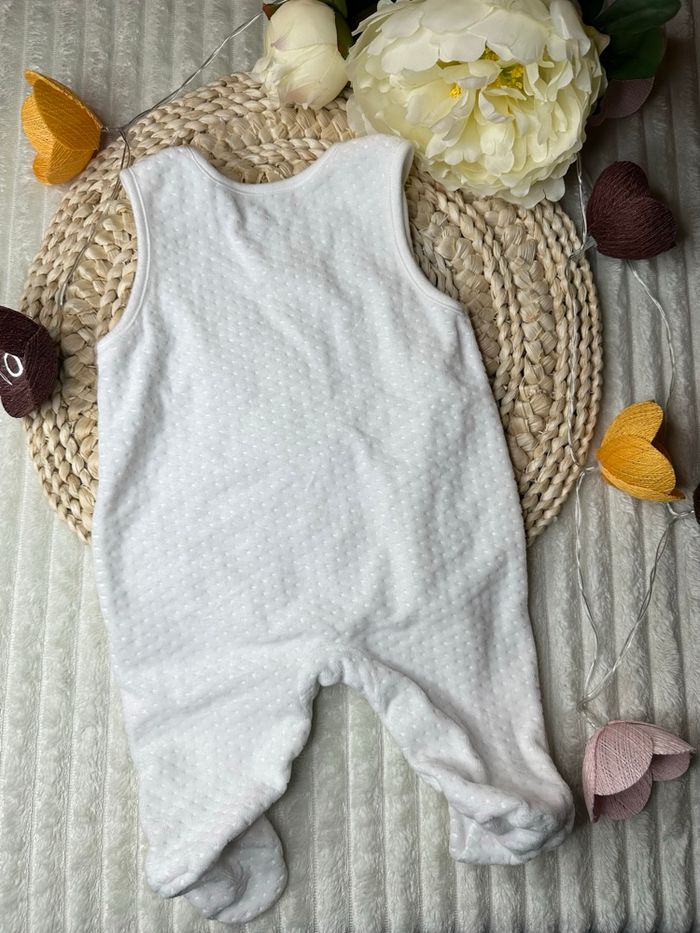 Ensemble 2 pièces salopette et body C&A rose et blanc 2-3 mois - photo numéro 7