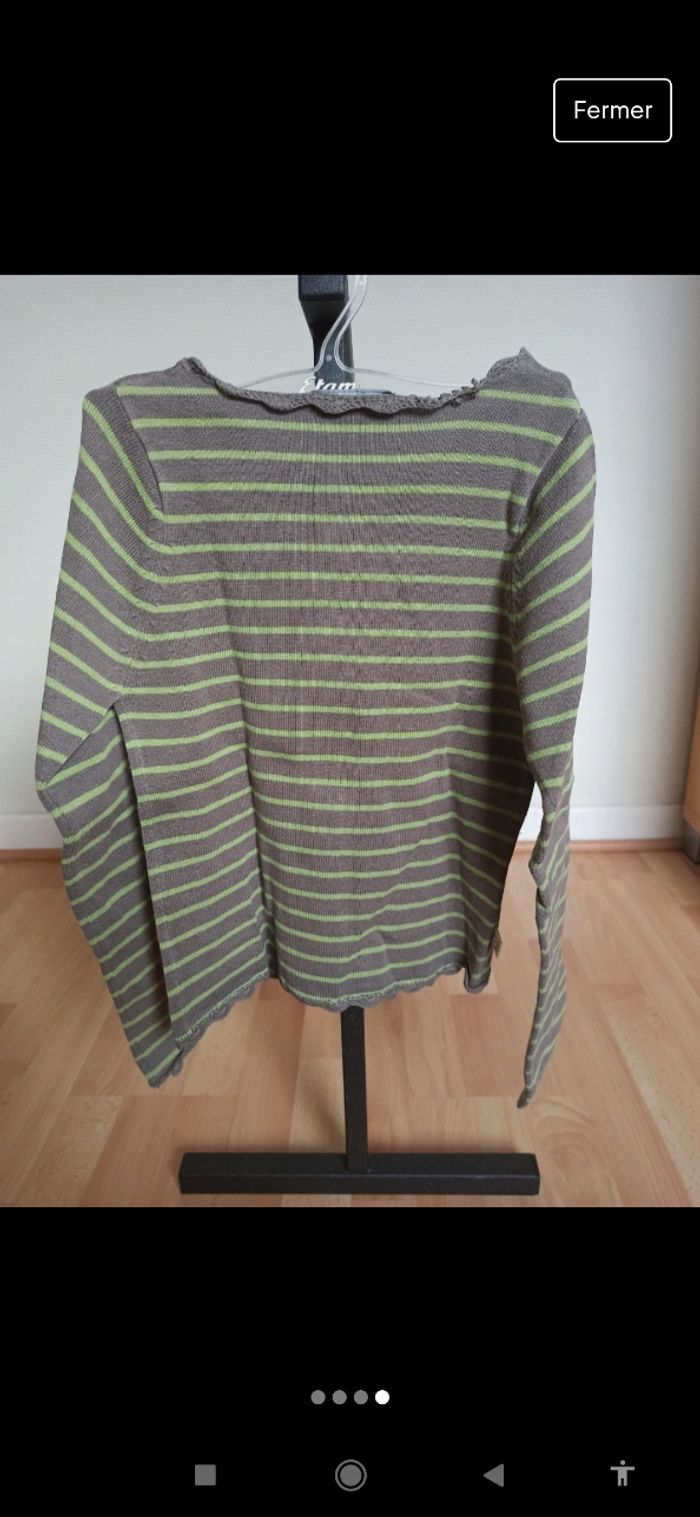 Gilet a rayures marron vert - photo numéro 4