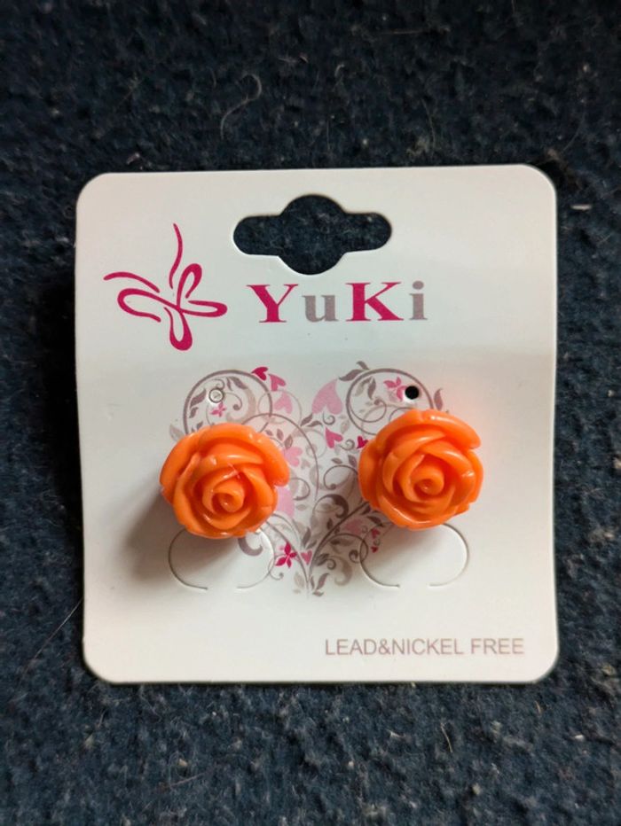 Boucles d'oreilles roses oranges