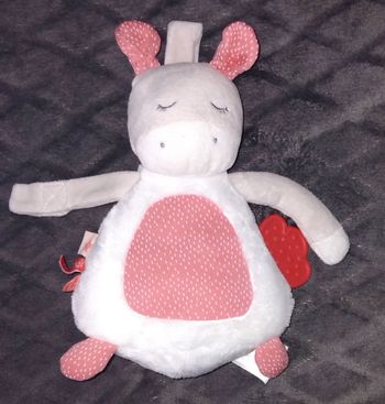 Doudou Peluche Âne blanc et rose - Tape à l œil