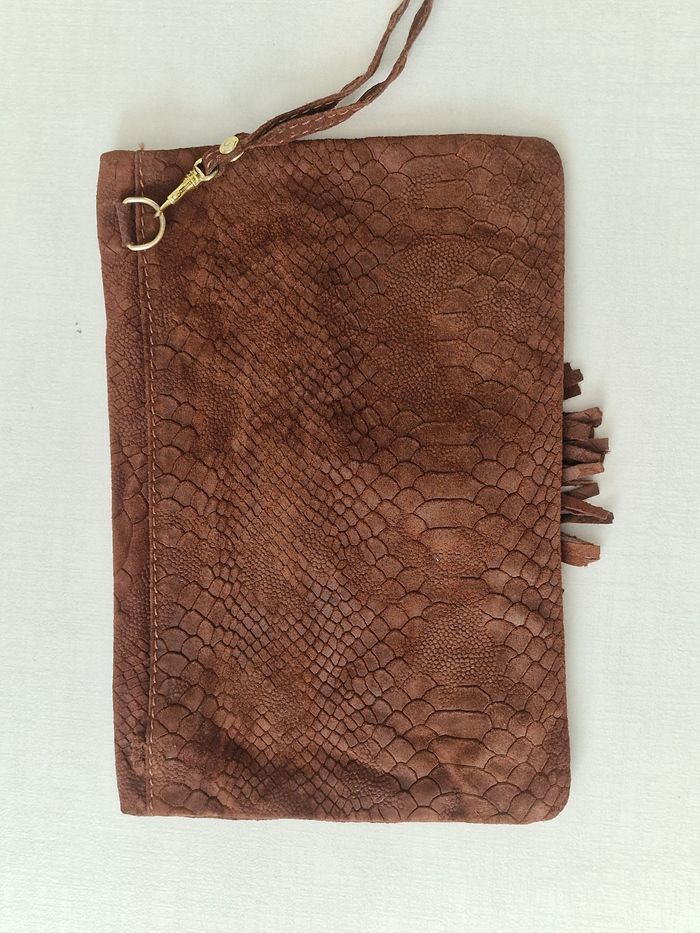 Pochette   Marron en Cuir Véritable - photo numéro 2