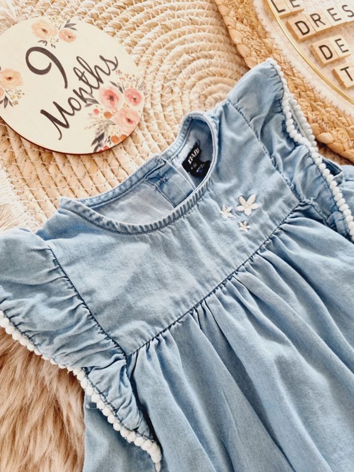 Ensemble blouse en jeans short broderie 9 mois bébé fille - photo numéro 2
