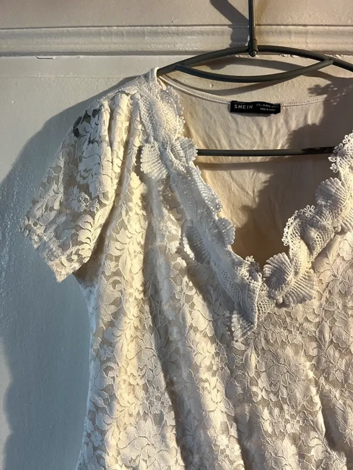 Body blanc dentelle shein taille L - photo numéro 2