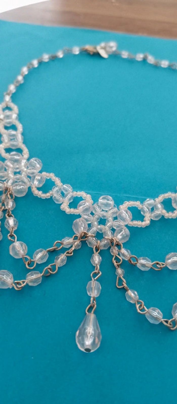 Collier perles rocailles transparentes vintage - photo numéro 4