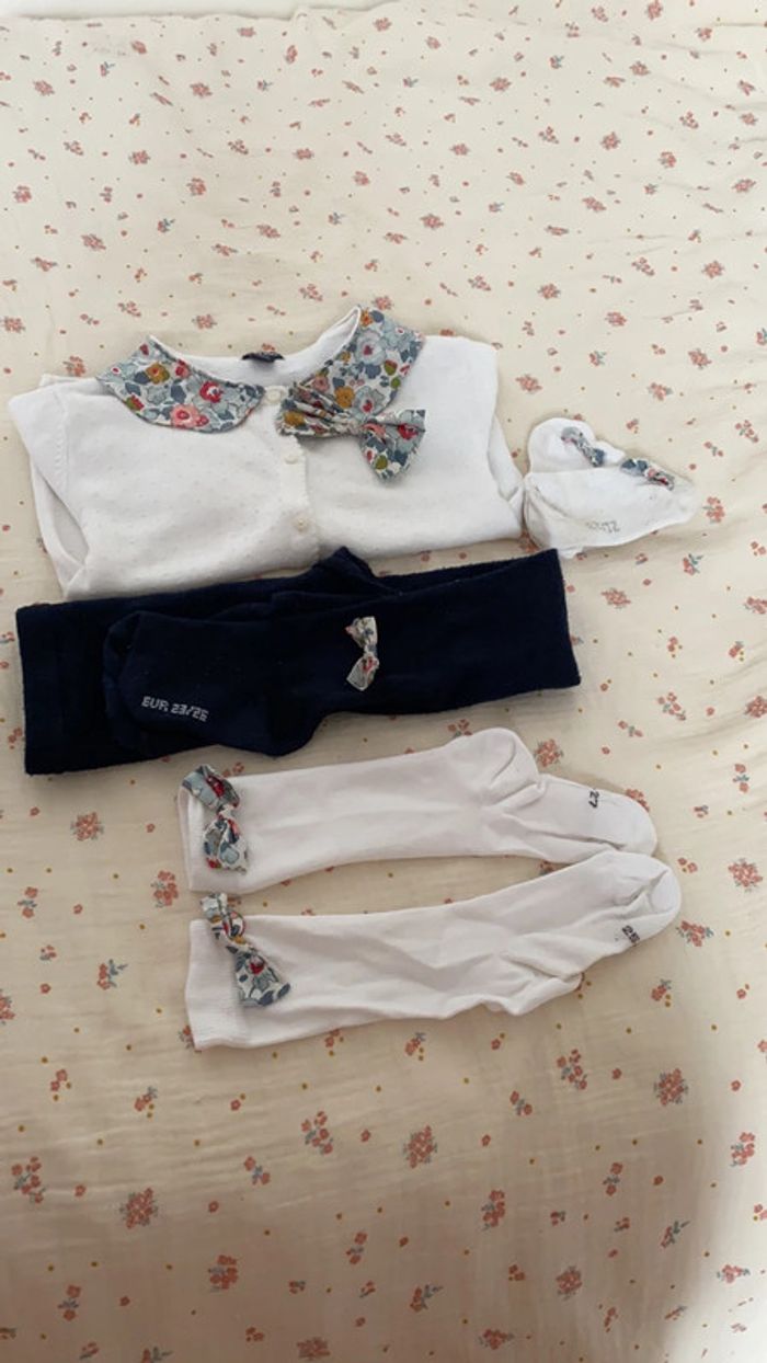 Gilet chaussettes collant liberty Betsy porcelaine