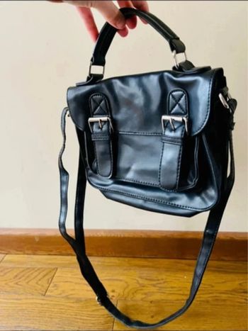Sublime Sac à main en bandoulière noir mini cartable à boucle et poignée