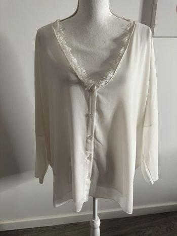 Blouse en dentelle blanche Vintage T44/46 2XL/3XL