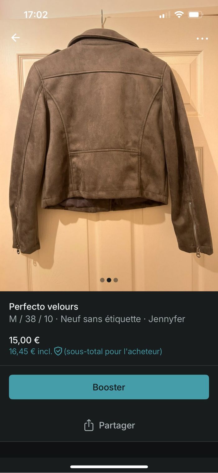 Perfecto en velours gris - photo numéro 2