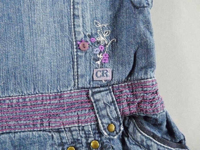 Robe salopette denim jean bleu violet Cadet Rousselle 24 mois 86 cm fille - photo numéro 3