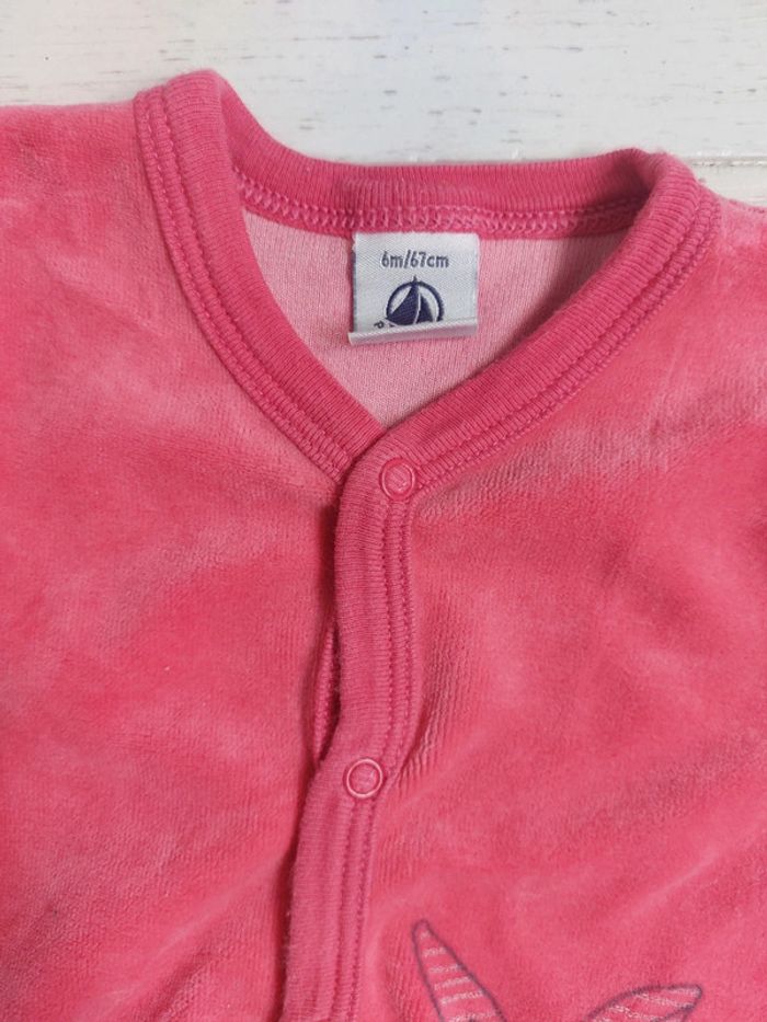 Pyjama en velours rose Petit Bateau Taille 6 mois - photo numéro 2