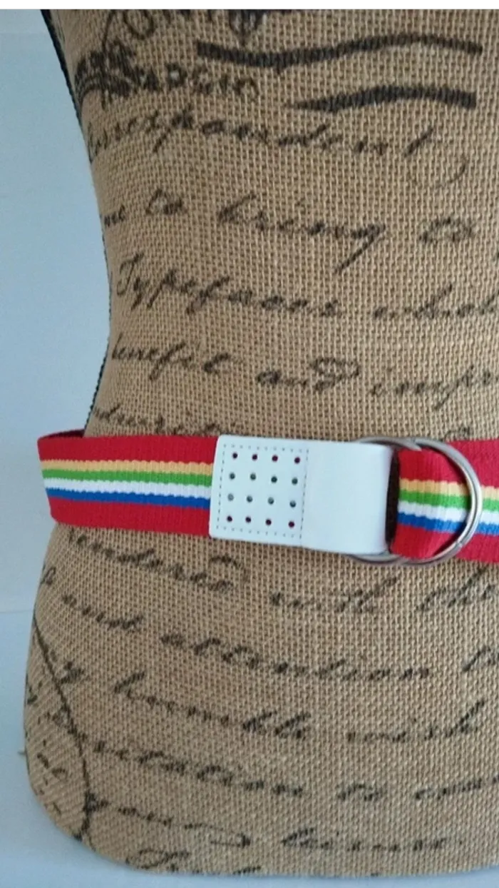 Ceinture bandes rouge bleu blanc vert jaune mixte - photo numéro 5