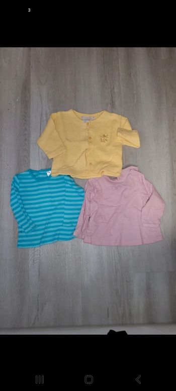 Lot veste + 2 tee-shirts Manche longue 6 mois fille