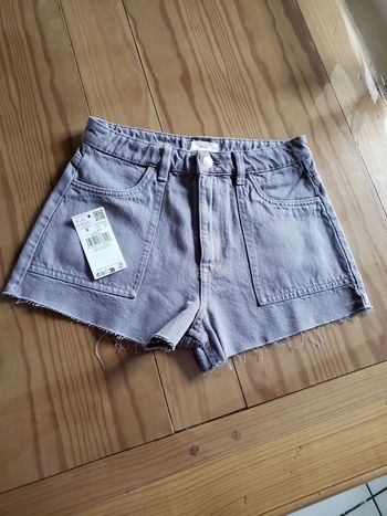 Short en jeans mauve Mango