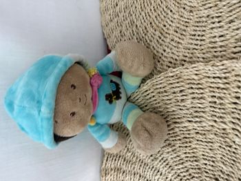 Doudou CATIMINI POUPEE INCA INDIEN BLEU VERT ROSE lama capuche