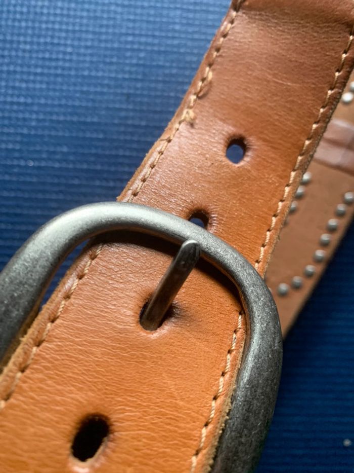 Ceinture brune avec strass en cuir femme 85cm - photo numéro 3