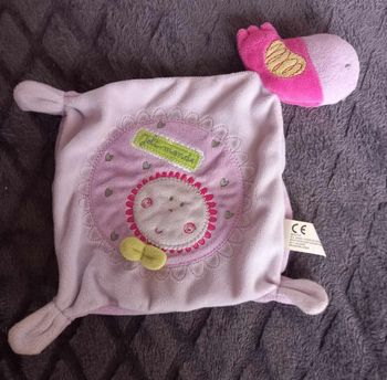 Doudou oiseau avec mouchoir rose - Joli monde - Nicotoy