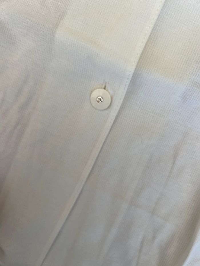 Blouse chemise col oversize blanche broderie anglaise manches courtes été vintage M L 38/40 38 40 - photo numéro 3