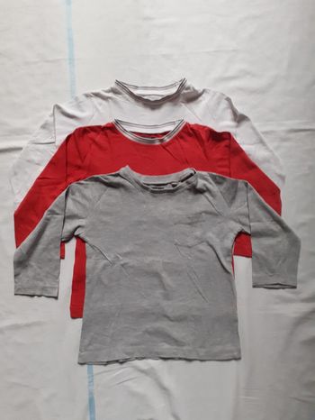 Lot de 3 sweets gris, rouge et blanc col rayé