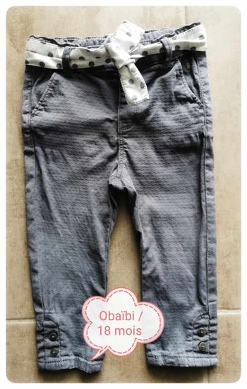 Pantalon gris Obaïbi 18 mois