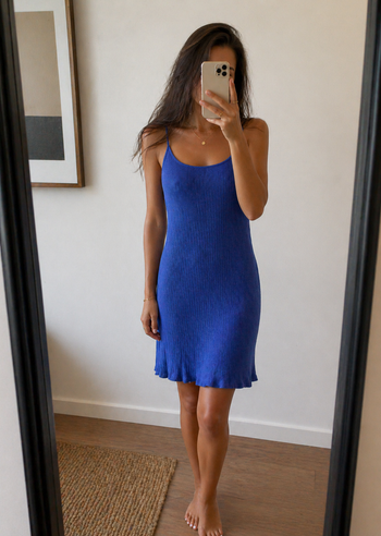 Robe fine côtelée bleu électrique Monoprix