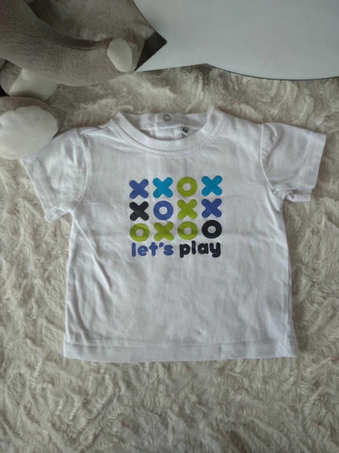 Tee shirt chemise manches courtes Garçon 6 mois "Let's play" 100% coton - photo numéro 2