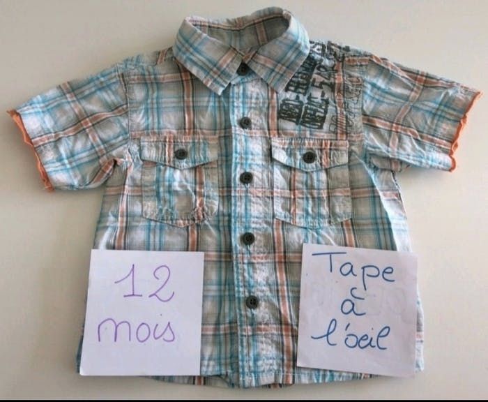 Chemise Tape à l’œil bleu, orange et blanc à rayures