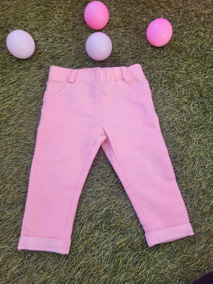 Pantalon coton souple rose 12 mois - photo numéro 2
