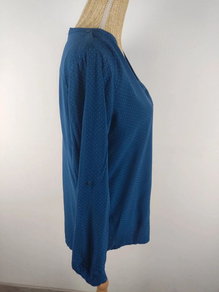 Blouse manches longues bleu marine à pois blancs taille 38 Esprit - photo numéro 3