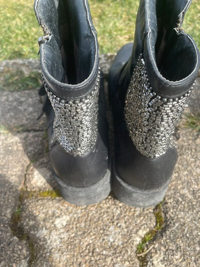 Bottine noire avec perles - photo numéro 2