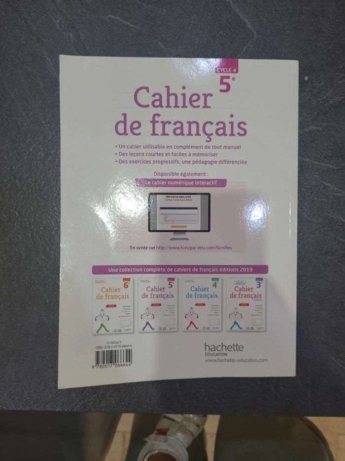 Cahier de français cycle 4 5ème hachette édition neuf - photo numéro 2