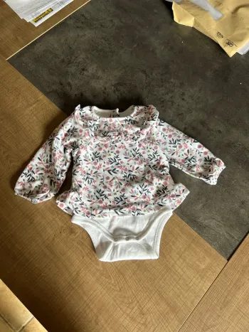 T-shirt molletonné manches longues avec body intégré bébé fille, 9 mois