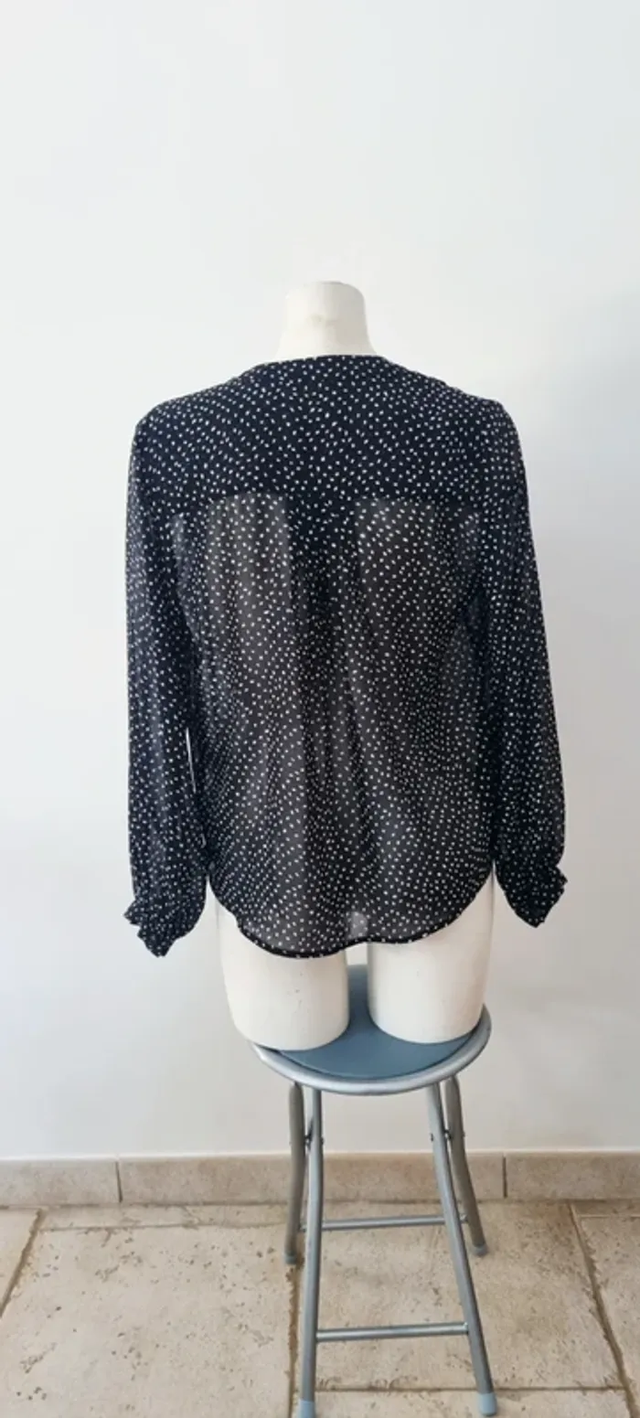 Blouse pois noire et blanc mango 38 - photo numéro 6