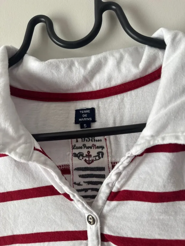 👚T- shirt femme - terre de Marins- blanc et rouge- très bon état - taille 5 - photo numéro 10