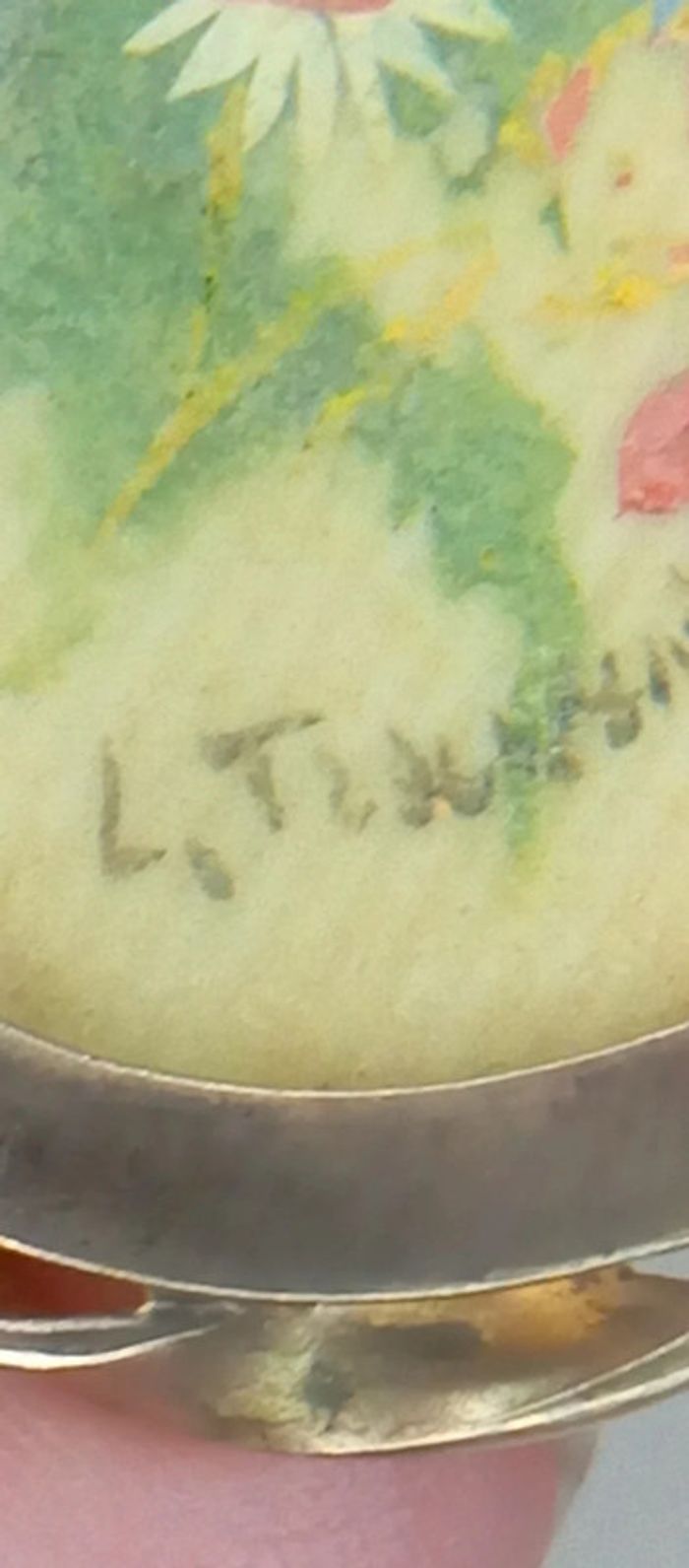 Broche ancienne peinture miniature signée - photo numéro 7