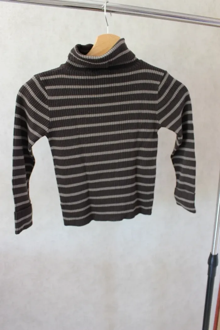 👕 Pull, col montant à rayures, 5-6 ans 📌 - photo numéro 3