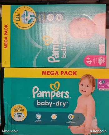 Lot de 2  Pampers baby dry taille 4+
