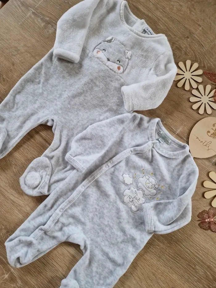 Lot de pyjamas gris pat et ripaton bébé fille 3mois